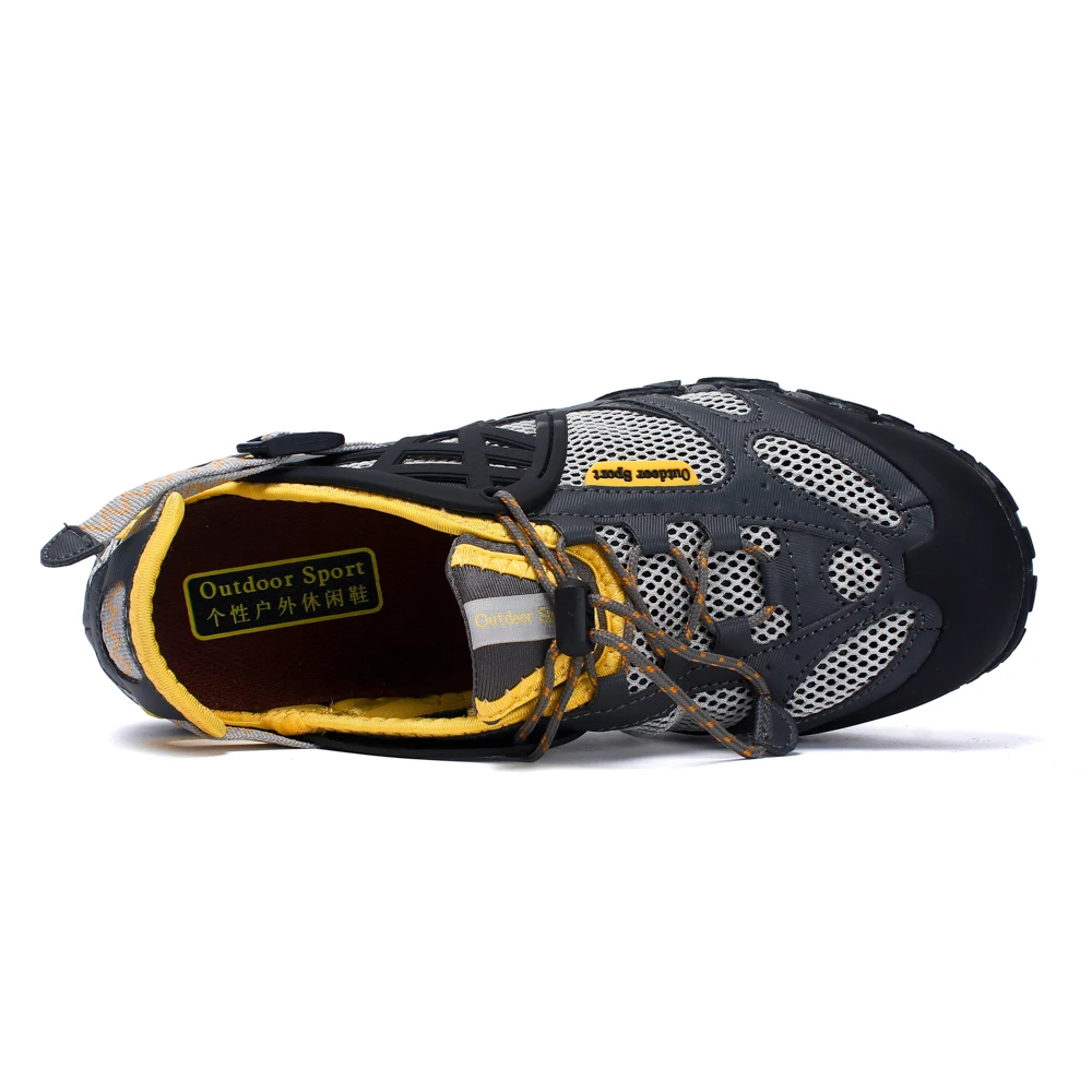 HIKEUP Outdoor Men Water Shoes Women Hiking Shoes Quick Dry Fast Interference Breathable Non-slip Rubber Sole PU Walking Shoe