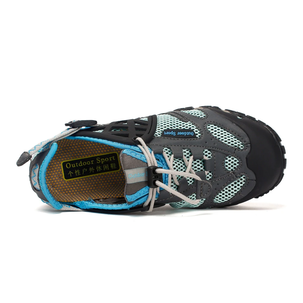 HIKEUP Outdoor Men Water Shoes Women Hiking Shoes Quick Dry Fast Interference Breathable Non-slip Rubber Sole PU Walking Shoe