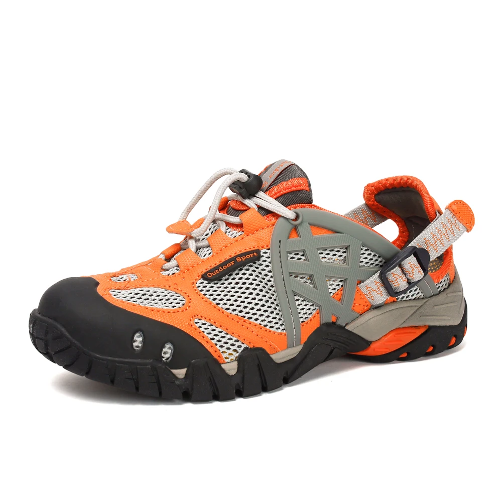 HIKEUP Outdoor Men Water Shoes Women Hiking Shoes Quick Dry Fast Interference Breathable Non-slip Rubber Sole PU Walking Shoe