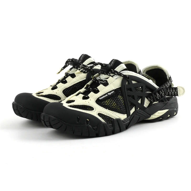 HIKEUP Outdoor Men Water Shoes Women Hiking Shoes Quick Dry Fast Interference Breathable Non-slip Rubber Sole PU Walking Shoe