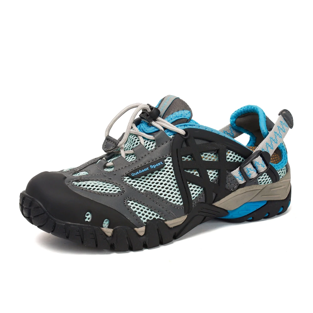 HIKEUP Outdoor Men Water Shoes Women Hiking Shoes Quick Dry Fast Interference Breathable Non-slip Rubber Sole PU Walking Shoe