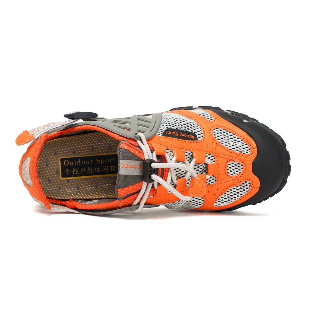 HIKEUP Outdoor Men Water Shoes Women Hiking Shoes Quick Dry Fast Interference Breathable Non-slip Rubber Sole PU Walking Shoe