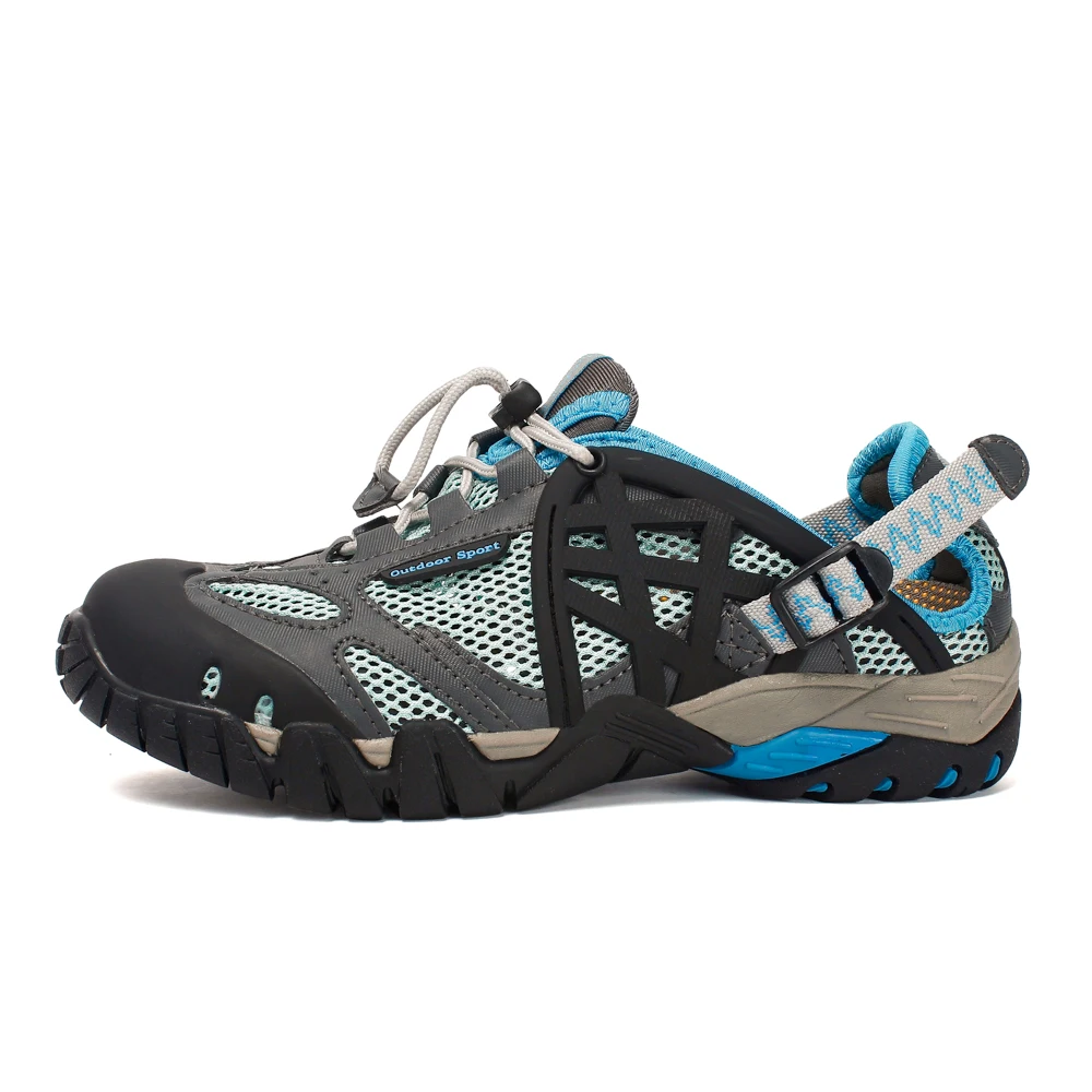 HIKEUP Outdoor Men Water Shoes Women Hiking Shoes Quick Dry Fast Interference Breathable Non-slip Rubber Sole PU Walking Shoe