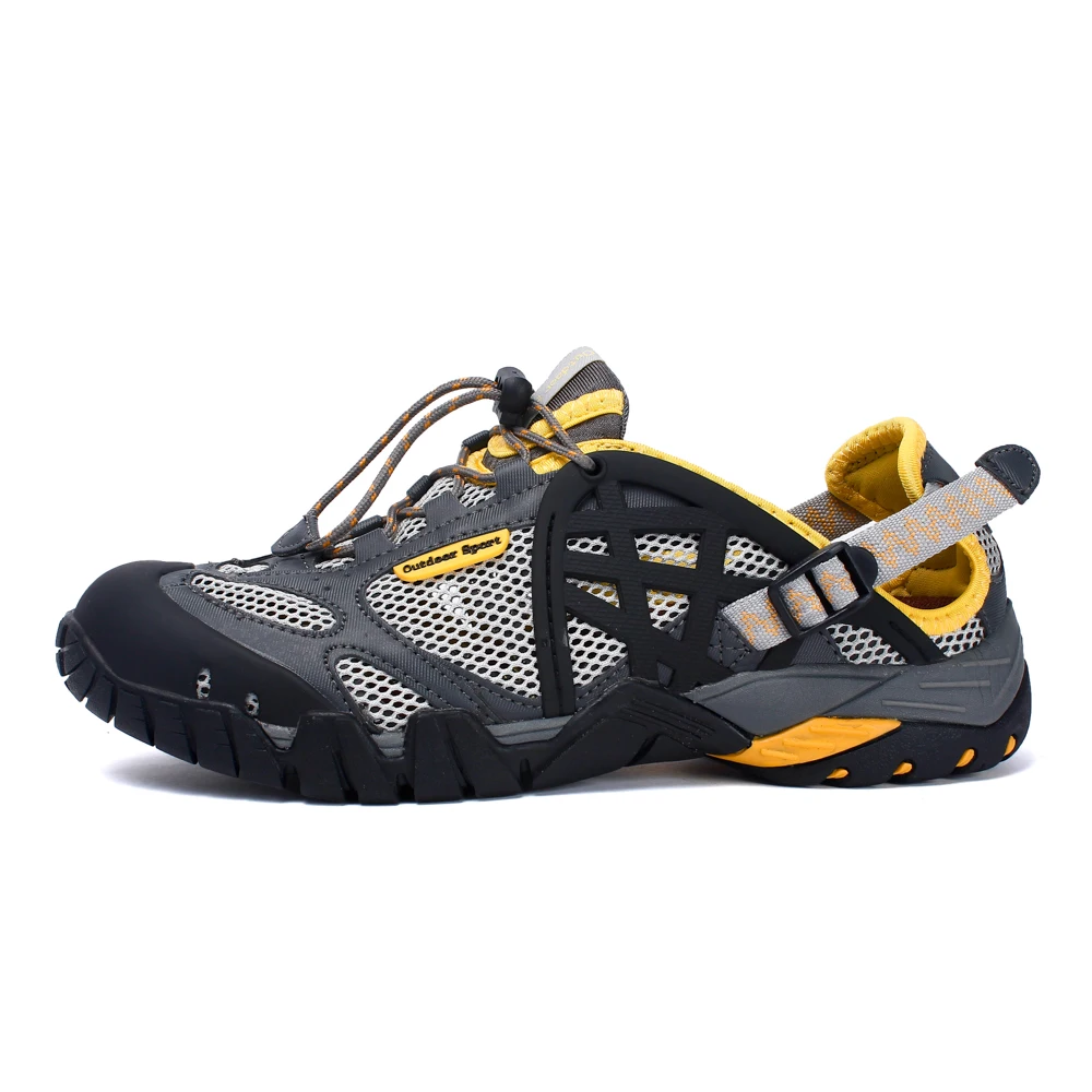 HIKEUP Outdoor Men Water Shoes Women Hiking Shoes Quick Dry Fast Interference Breathable Non-slip Rubber Sole PU Walking Shoe