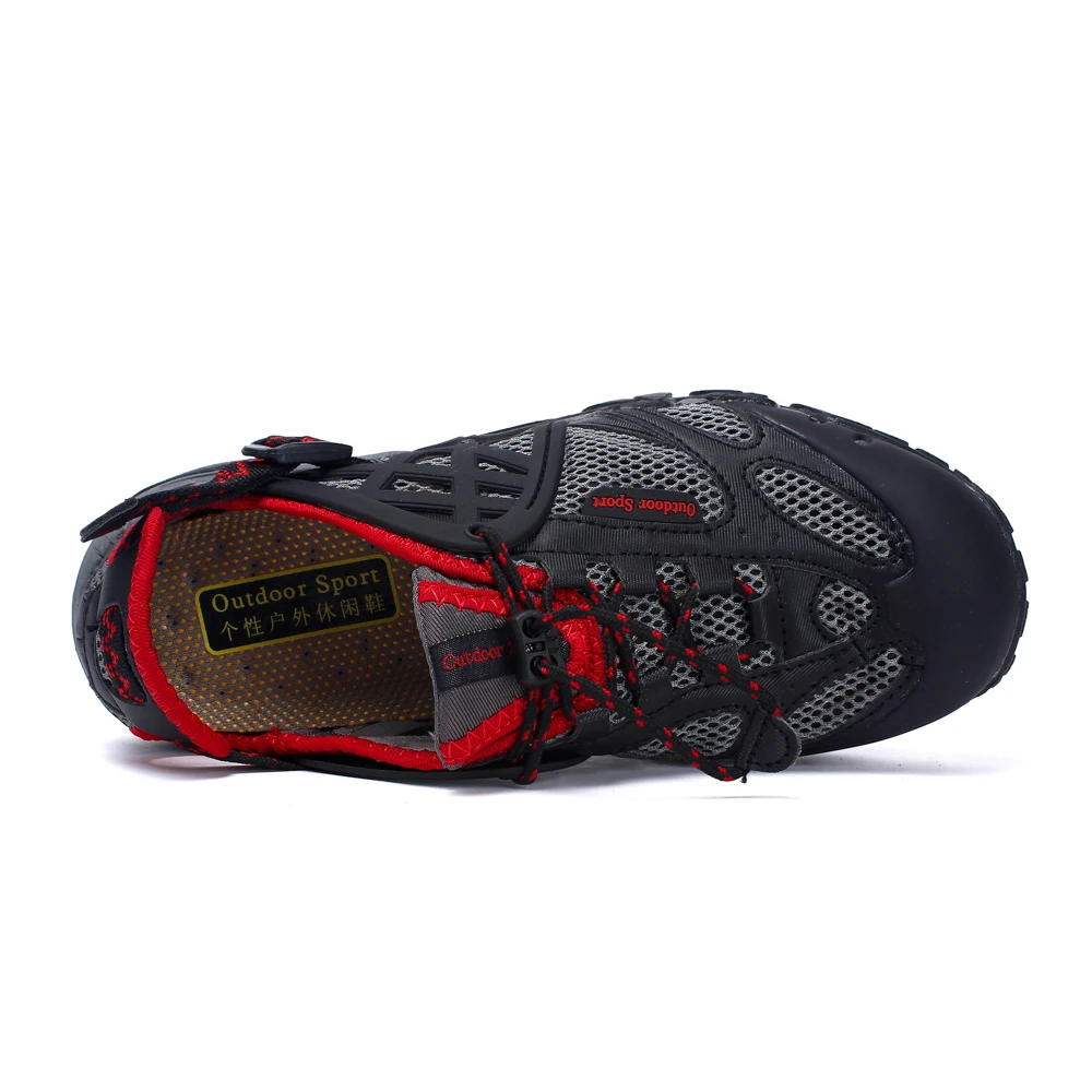 HIKEUP Outdoor Men Water Shoes Women Hiking Shoes Quick Dry Fast Interference Breathable Non-slip Rubber Sole PU Walking Shoe