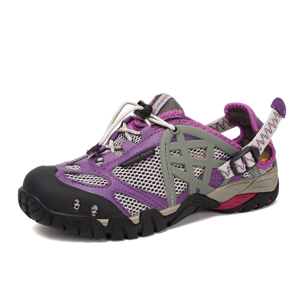 HIKEUP Outdoor Men Water Shoes Women Hiking Shoes Quick Dry Fast Interference Breathable Non-slip Rubber Sole PU Walking Shoe
