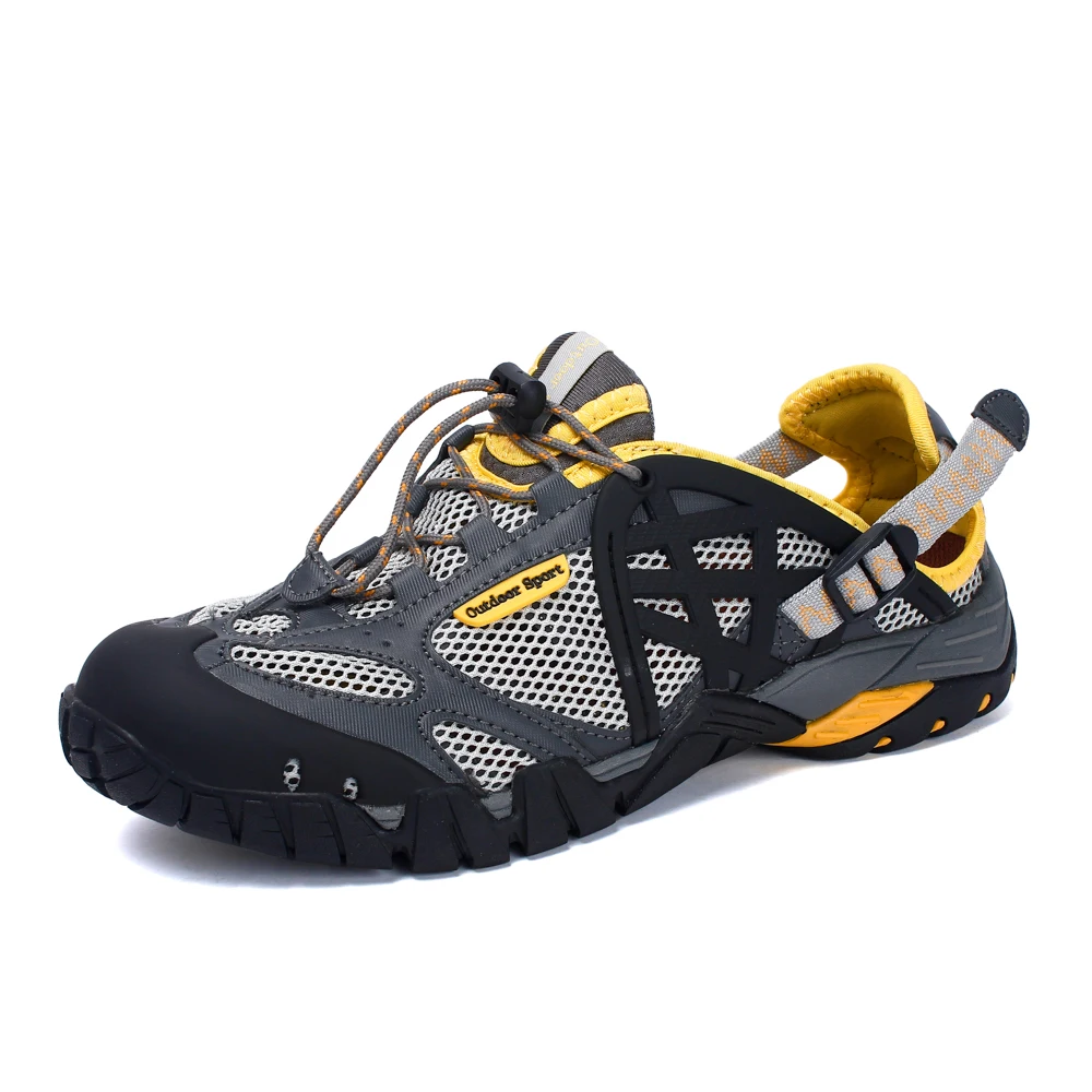 HIKEUP Outdoor Men Water Shoes Women Hiking Shoes Quick Dry Fast Interference Breathable Non-slip Rubber Sole PU Walking Shoe