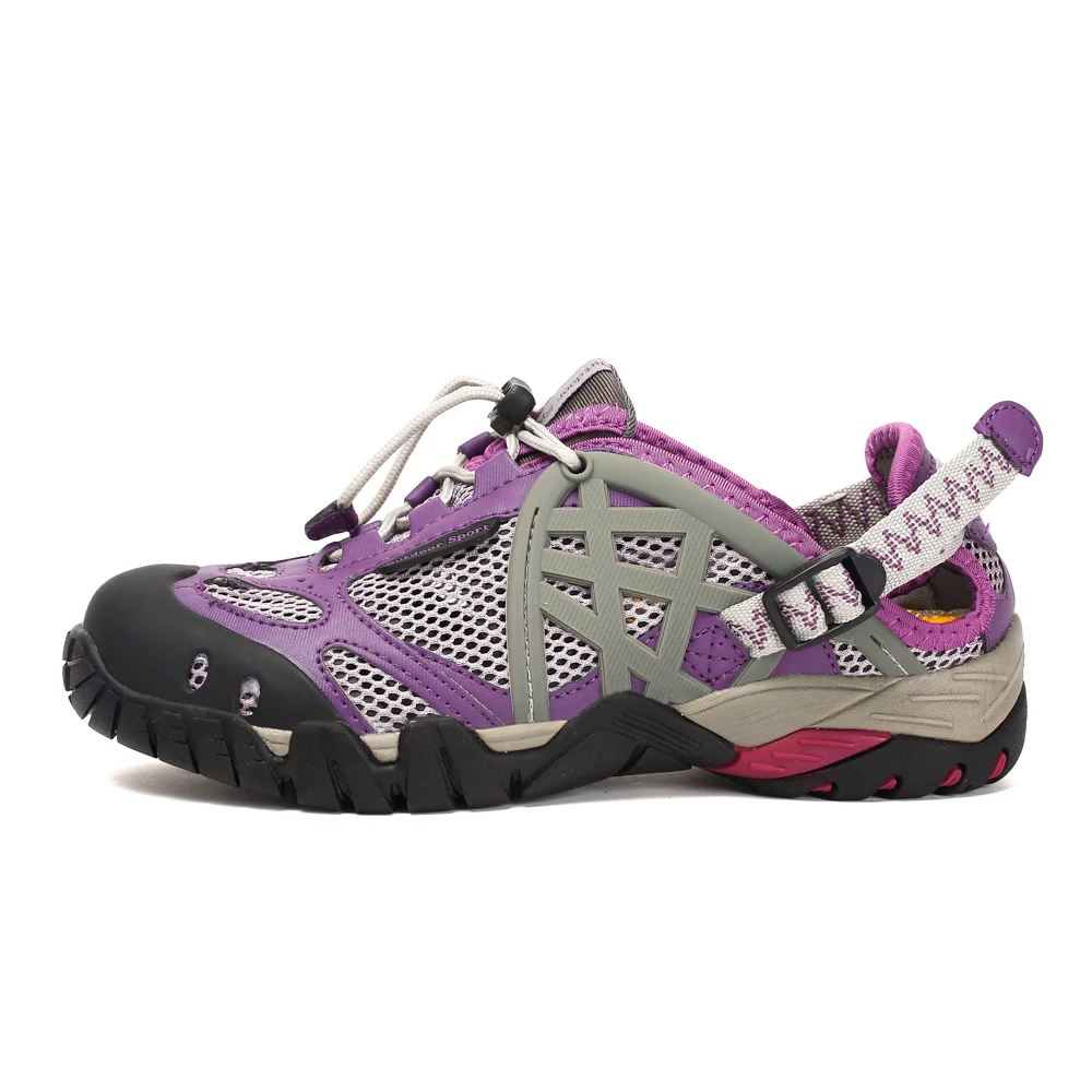 HIKEUP Outdoor Men Water Shoes Women Hiking Shoes Quick Dry Fast Interference Breathable Non-slip Rubber Sole PU Walking Shoe