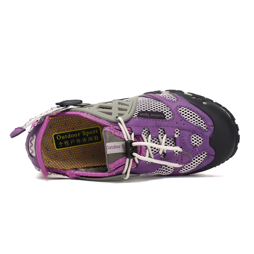 HIKEUP Outdoor Men Water Shoes Women Hiking Shoes Quick Dry Fast Interference Breathable Non-slip Rubber Sole PU Walking Shoe