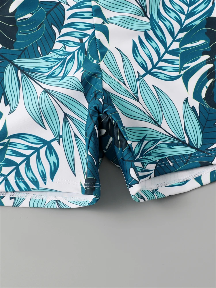 Boy Swimsuit 2026 New Geometry Print Long Sleeve Children Swimwear Summer Two Piece Kids Beach Wear Swimming Bathing Suit Men's