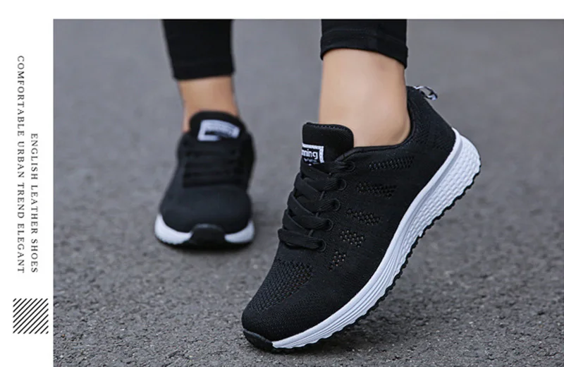 Women Casual Shoes Fashion Breathable Walking Mesh FlatShoesSneakers White Female Footwear