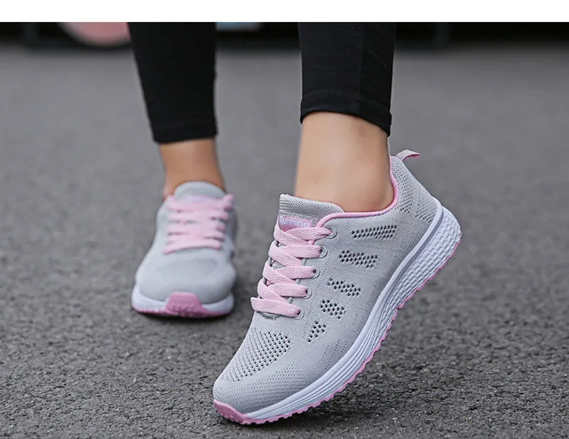 Women Casual Shoes Fashion Breathable Walking Mesh FlatShoesSneakers White Female Footwear