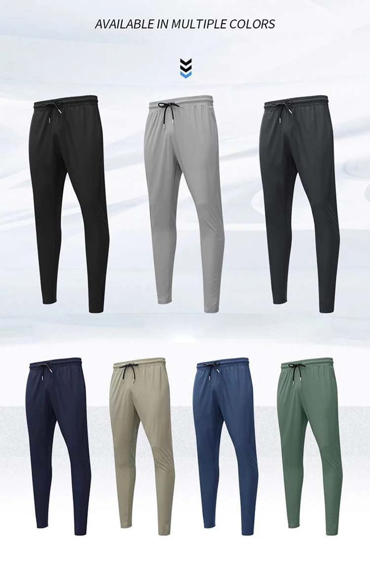 New Pencil Pants Tight Jogging Casual Mens Running Breathable Quick-Drying Ice Silk Outdoor Gym Sports Fashion Fitness Pant