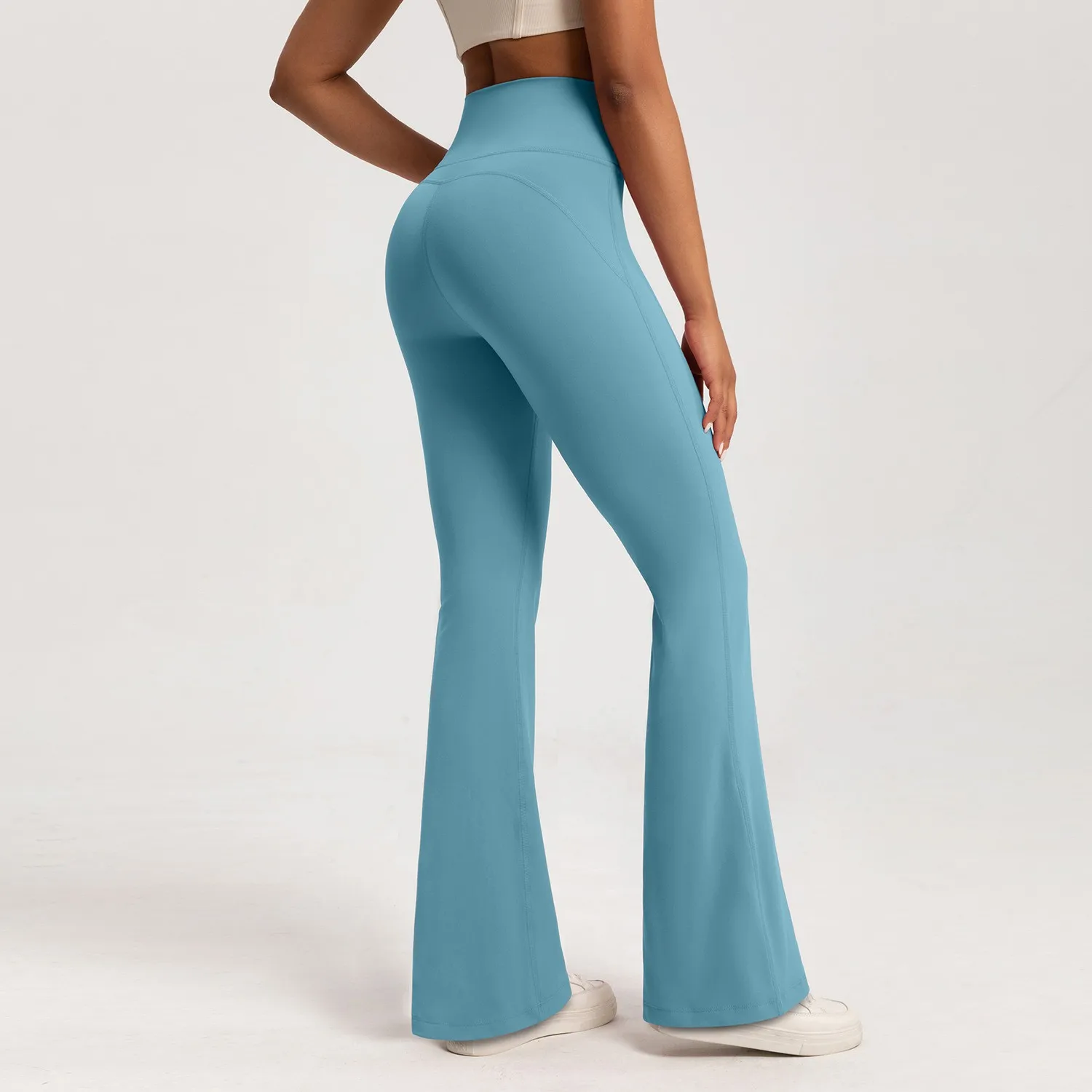 High-end Yoga Leggings Slim Yoga Pants High Waist Wide Leg Pants Bottoms Breathable Gym Casual Sports Bell Leggings Female