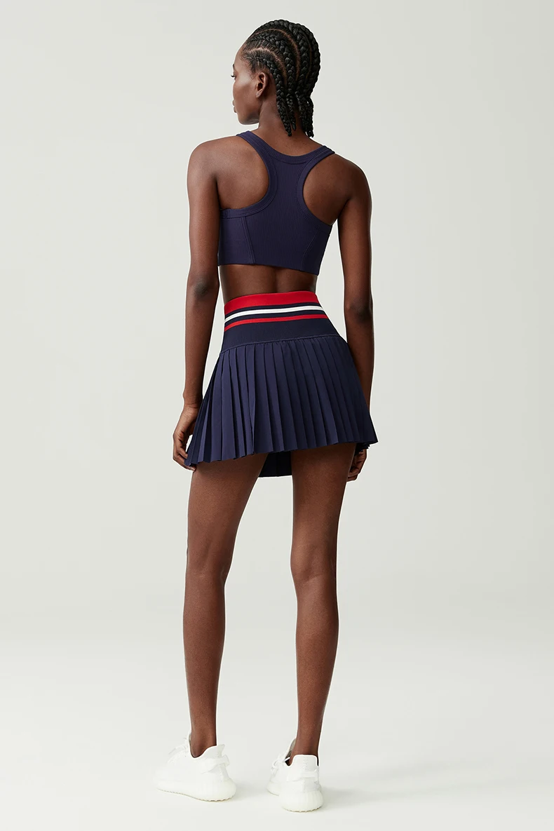 Women Short Sportswear Two Pieces Fitness Yoga Set High Waist Tennis Skirt Crop Top Gym Suit Female Breathable Sportswear