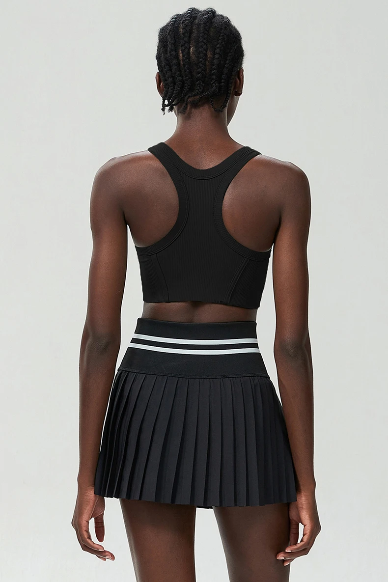 Women Short Sportswear Two Pieces Fitness Yoga Set High Waist Tennis Skirt Crop Top Gym Suit Female Breathable Sportswear