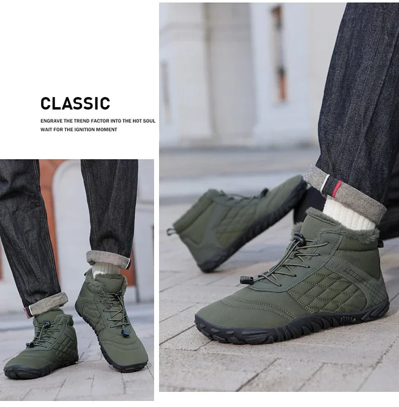 Brand New Winter Boots for Men Women Snow BareFoot Outdoor Non-slip Warm Fur Casual Sneakers Plus Size Ankle Boots Hiking Shoes