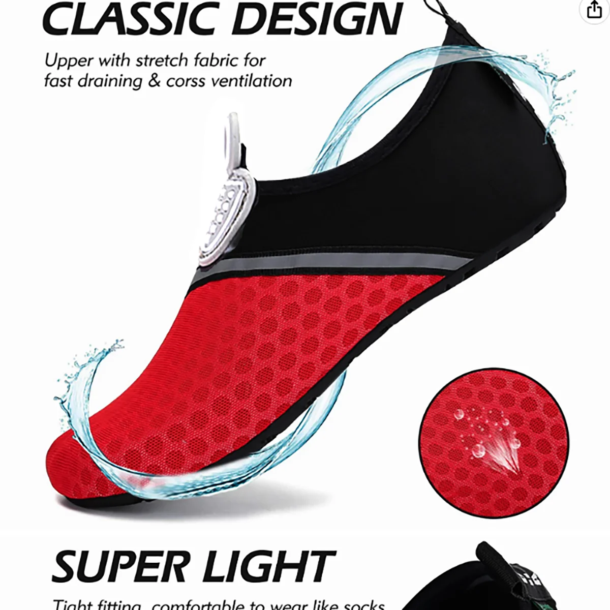 Unisex Water Shoes Soft Beach Non-Slip Aqua Shoes Quick Dry Breathable Swimming Diving Snorkeling Sneaker Socks Slipper