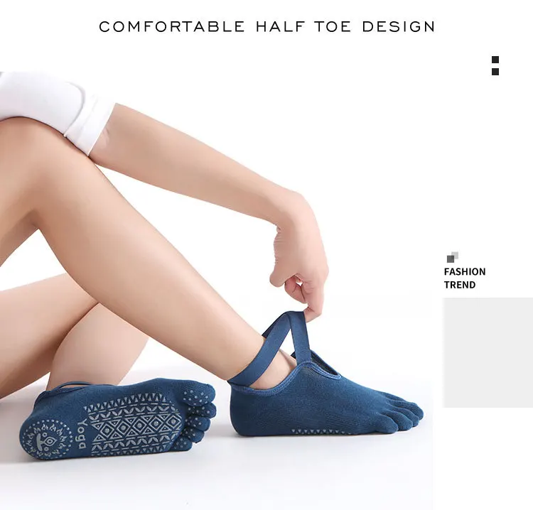 Women Non-Slip Five Fingers Pilates Socks Breathable Fitness Bandage Yoga Sock Ladies Gym Workout Ballet Dance Sports Socks