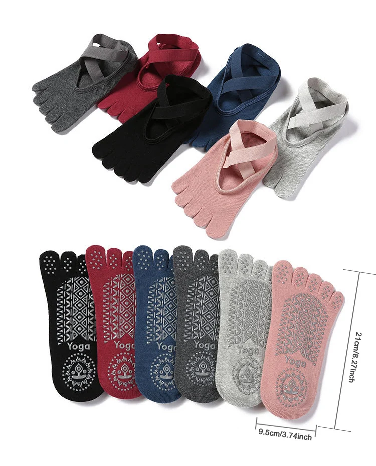 Women Non-Slip Five Fingers Pilates Socks Breathable Fitness Bandage Yoga Sock Ladies Gym Workout Ballet Dance Sports Socks