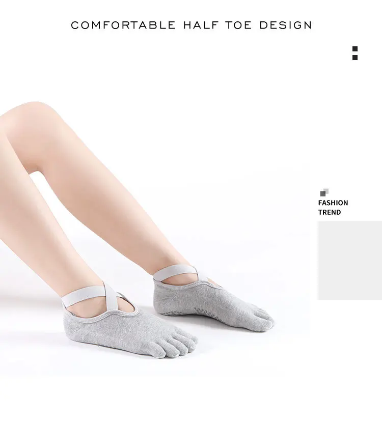 Women Non-Slip Five Fingers Pilates Socks Breathable Fitness Bandage Yoga Sock Ladies Gym Workout Ballet Dance Sports Socks