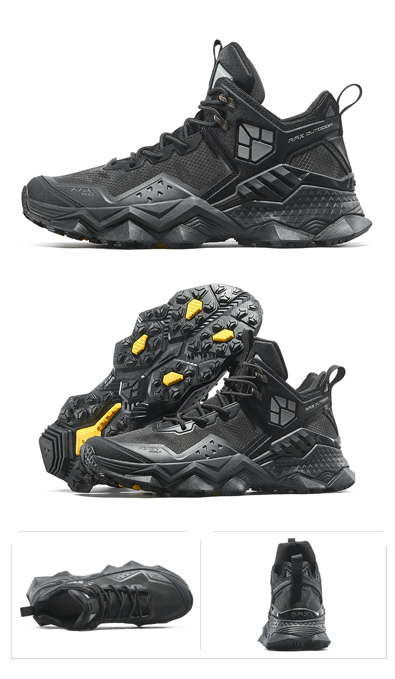 Rax Men Waterproof Hiking Shoes Breathable Hiking Boots Outdoor Trekking Boots Sports Sneakers Tactical Shoes