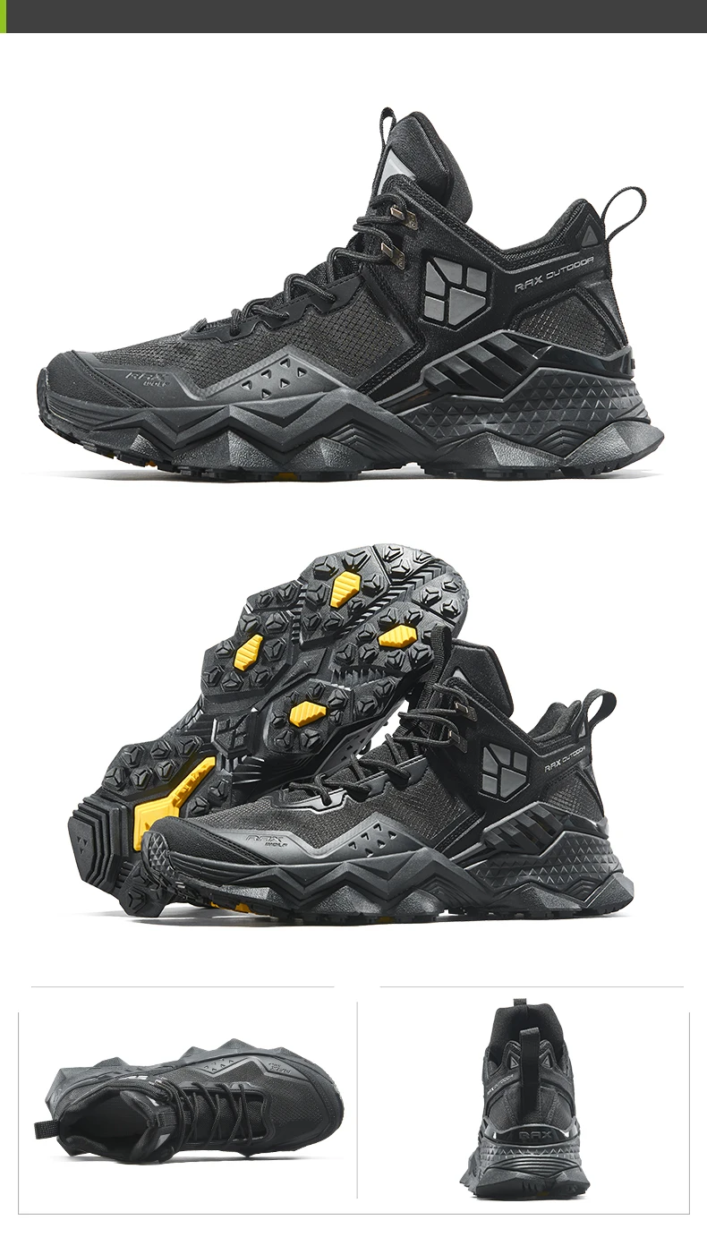 Rax Men Waterproof Hiking Shoes Breathable Hiking Boots Outdoor Trekking Boots Sports Sneakers Tactical Shoes