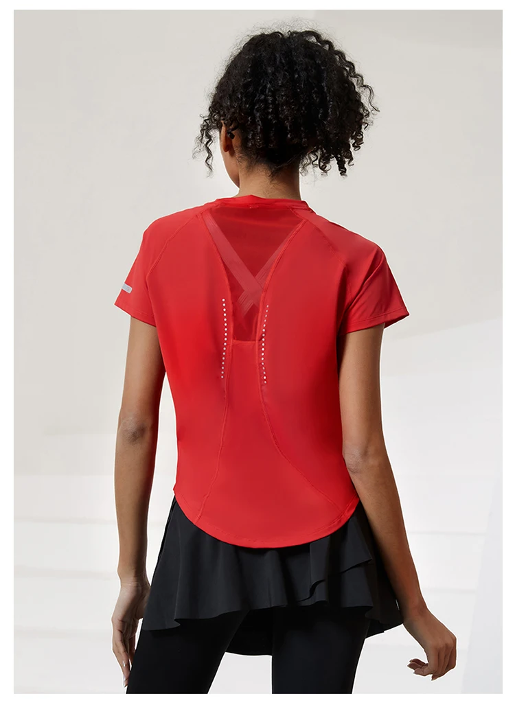 Women Running T Shirts Breathable Mesh Short Sleeves Quick Dry Outdoor Sport Shirt Gym Fitness Training Tees Yoga Jogging Tops