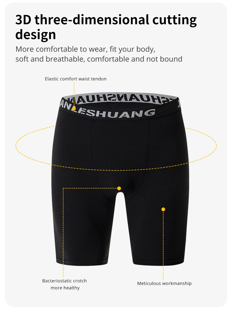 1/5 Pcs Men's Plus Size Black And White Long Sports Underwear Running Fitness Basketball Football Elastic Waist Shorts Teenagers