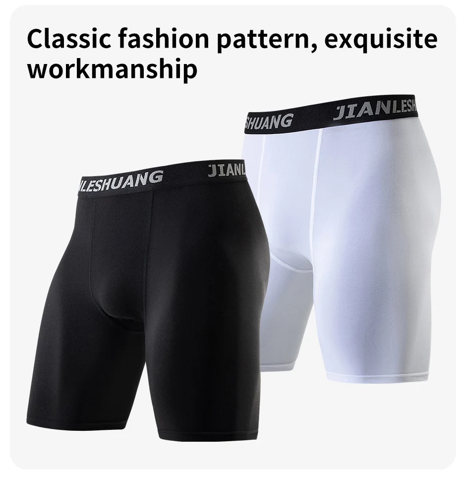 1/5 Pcs Men's Plus Size Black And White Long Sports Underwear Running Fitness Basketball Football Elastic Waist Shorts Teenagers
