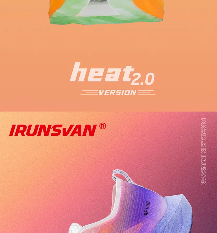 IRUNSVAN HEAT 2.0 Carbon Plate Sneakers Marathon Racing Professional Running Shoes Men Athletic Training Sport Shoes