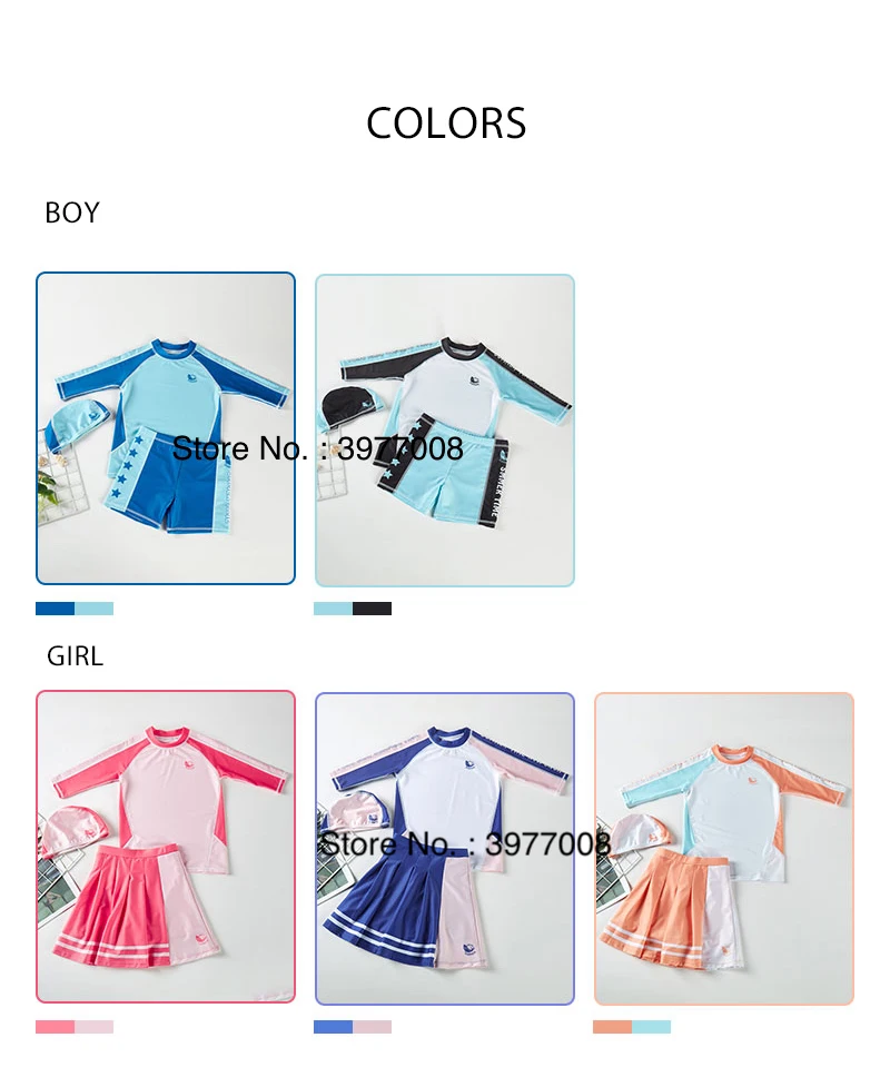 Swimsuit for Girls Long Sleeve Rash Guard Skirted Swim Shorts UPF50 UV Protection Children's Swimwear Beach Bathing Suit Kids