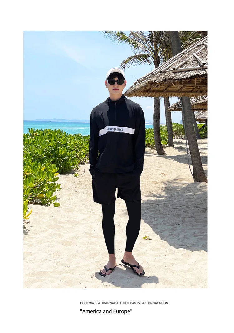 Couples Long Sleeve Rash Guards Multi-Piece Swimsuit Swimwear Bathing Suits Surfing Long Pants for Women And Men Beach Wear