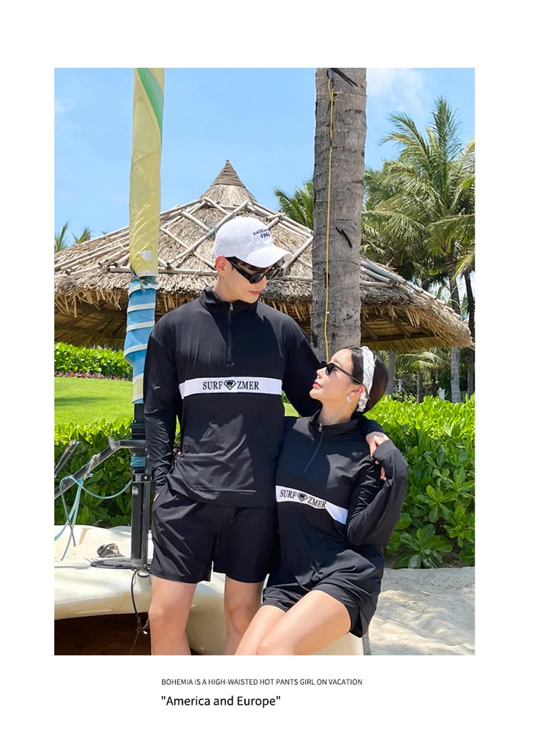 Couples Long Sleeve Rash Guards Multi-Piece Swimsuit Swimwear Bathing Suits Surfing Long Pants for Women And Men Beach Wear