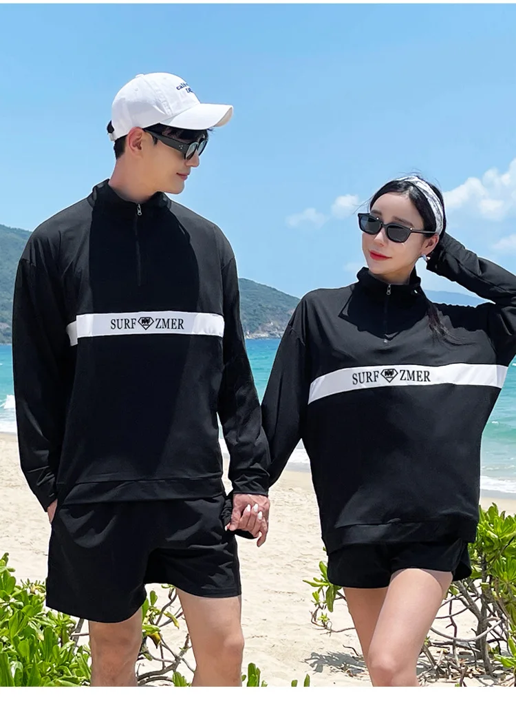 Couples Long Sleeve Rash Guards Multi-Piece Swimsuit Swimwear Bathing Suits Surfing Long Pants for Women And Men Beach Wear