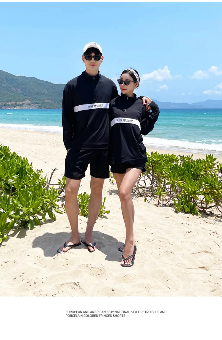 Couples Long Sleeve Rash Guards Multi-Piece Swimsuit Swimwear Bathing Suits Surfing Long Pants for Women And Men Beach Wear