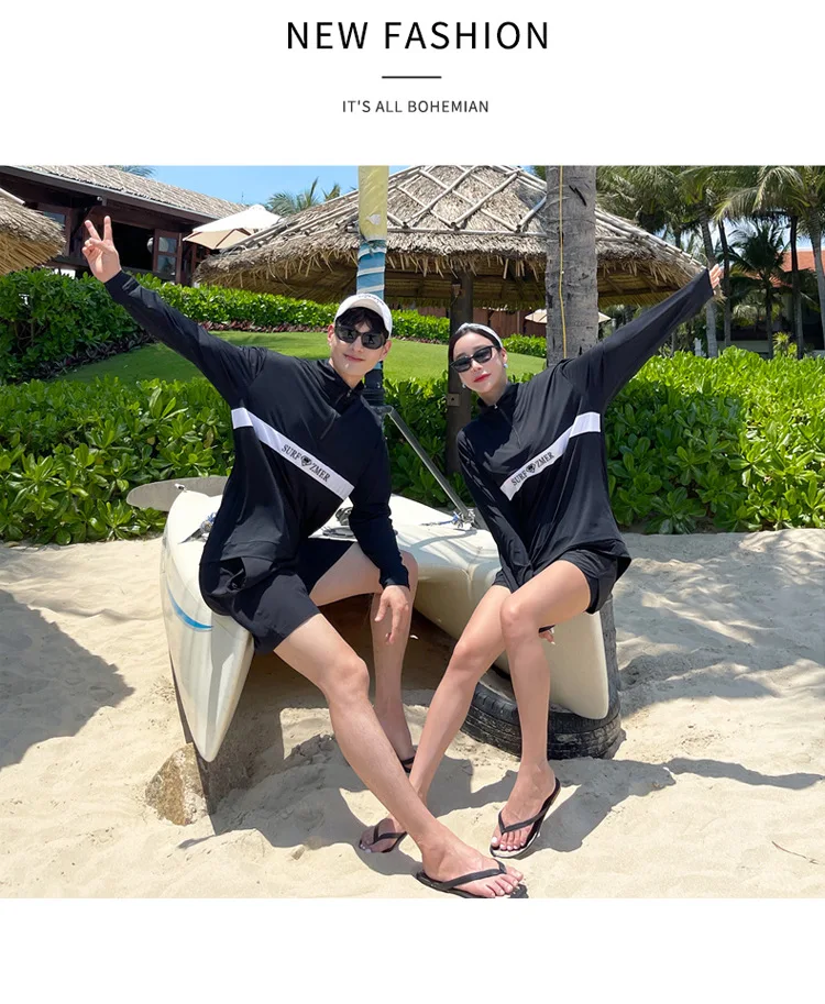 Couples Long Sleeve Rash Guards Multi-Piece Swimsuit Swimwear Bathing Suits Surfing Long Pants for Women And Men Beach Wear