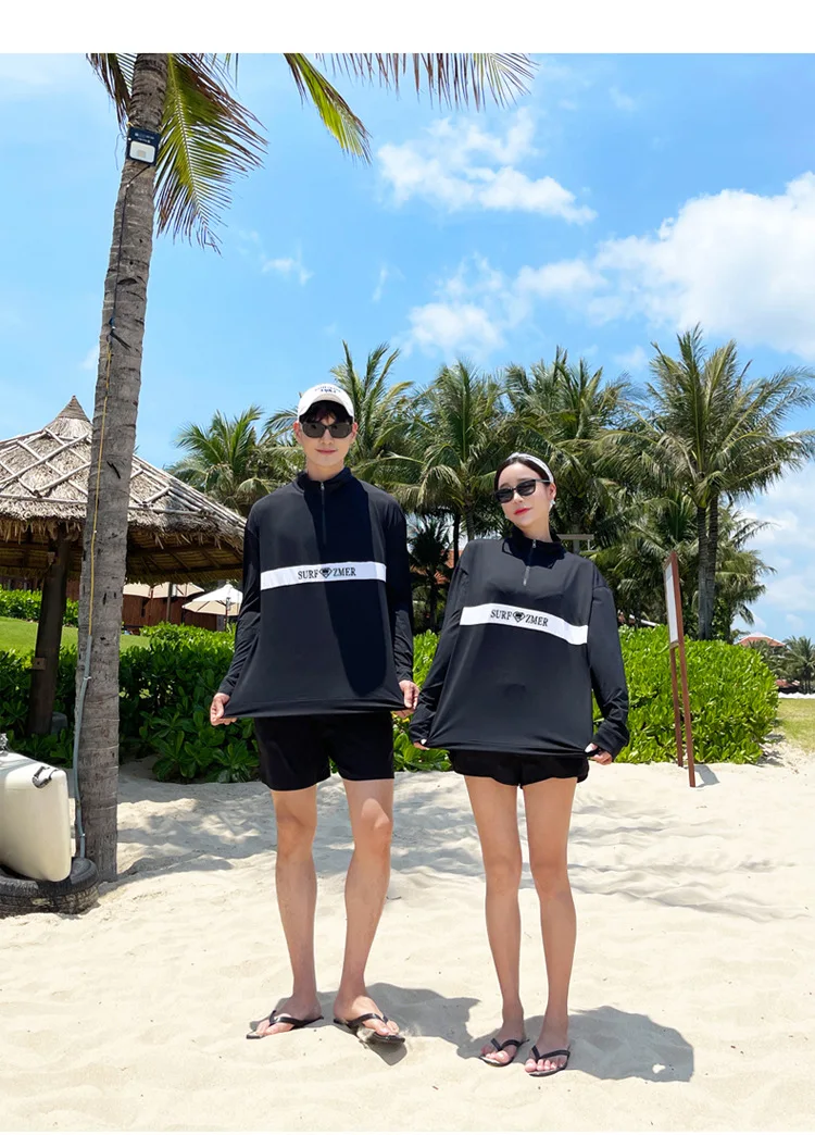 Couples Long Sleeve Rash Guards Multi-Piece Swimsuit Swimwear Bathing Suits Surfing Long Pants for Women And Men Beach Wear