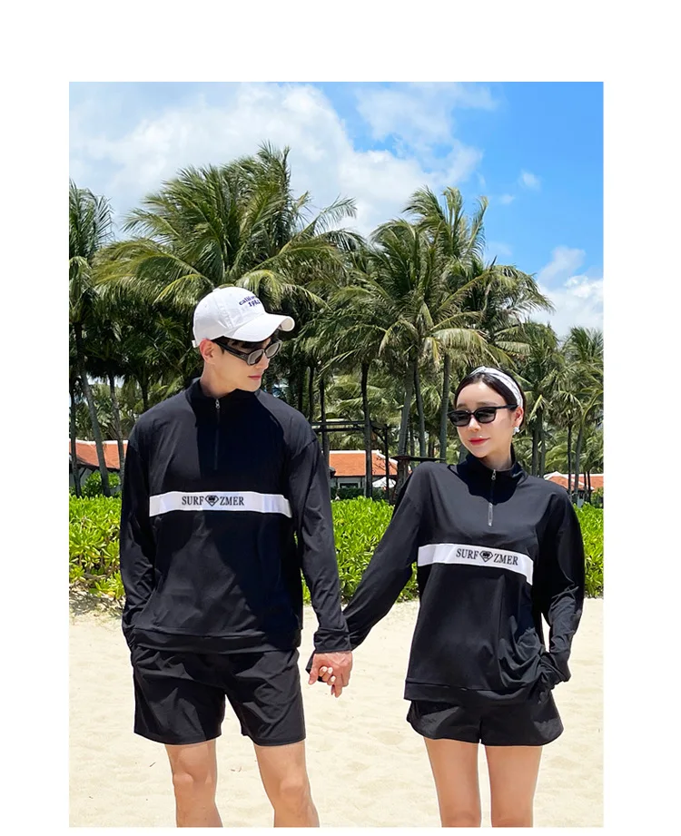 Couples Long Sleeve Rash Guards Multi-Piece Swimsuit Swimwear Bathing Suits Surfing Long Pants for Women And Men Beach Wear