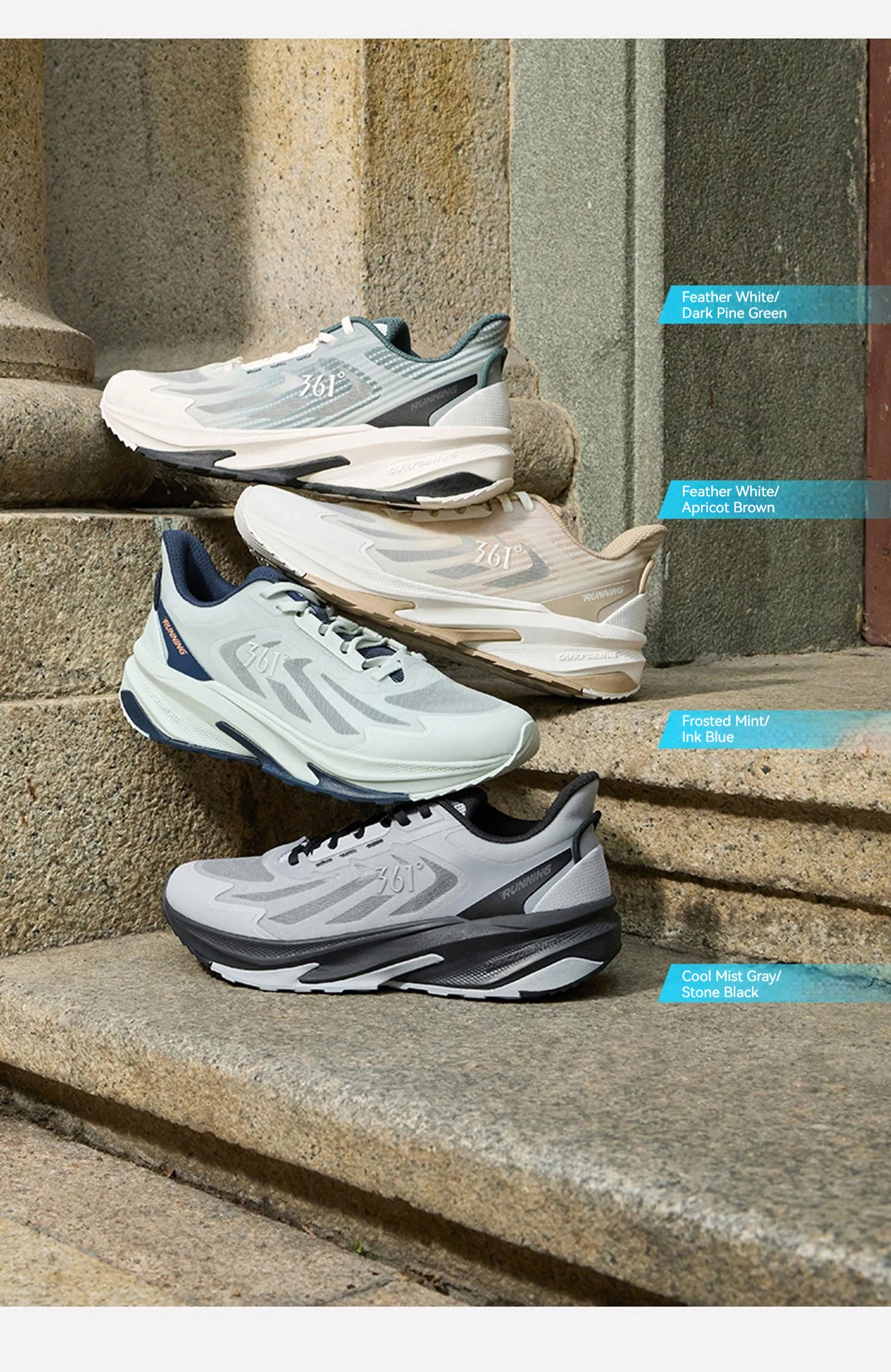 361 Degrees Yushan SE Men Running Shoes Balanced Breathable Mesh Lightweight Cushioning Jogging Comfort Male Sneakers 672422247