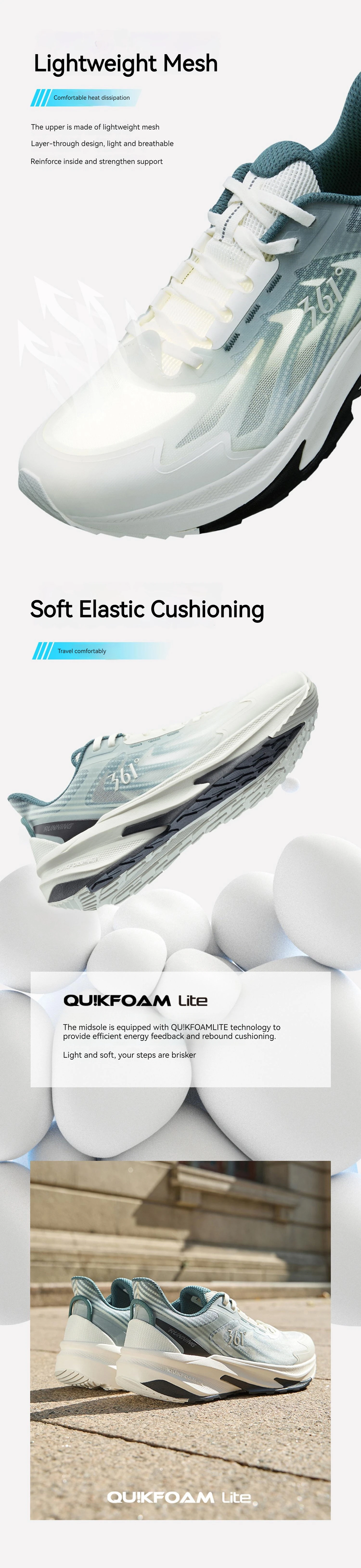 361 Degrees Yushan SE Men Running Shoes Balanced Breathable Mesh Lightweight Cushioning Jogging Comfort Male Sneakers 672422247