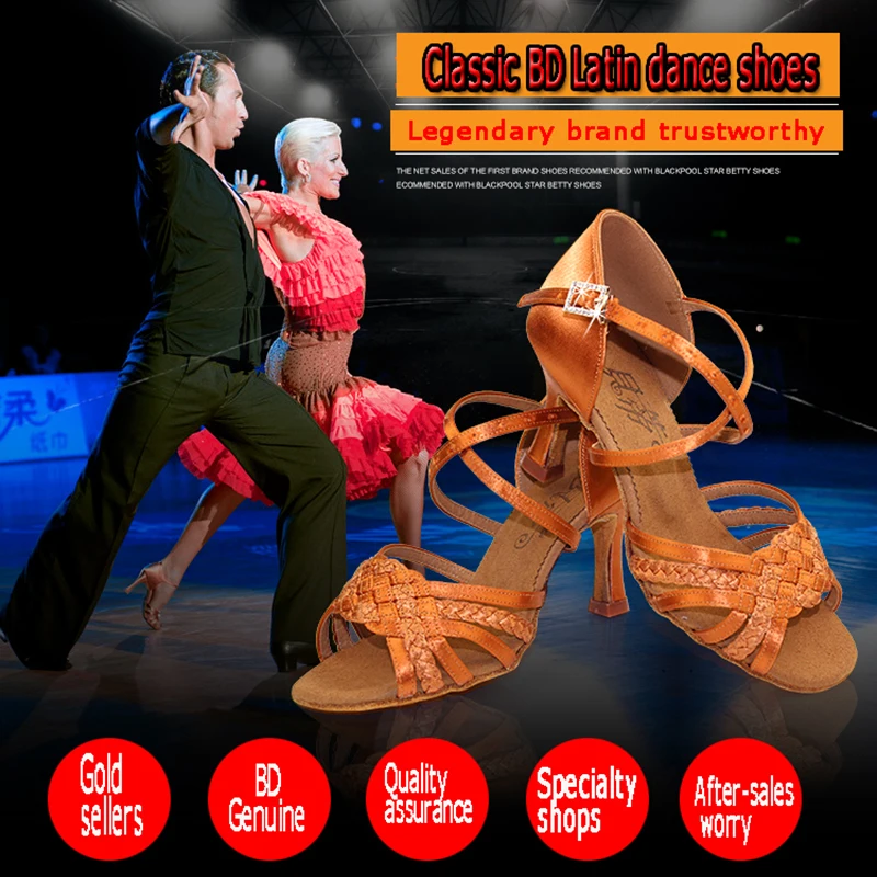 BD Dance Party Ballroom Dancing Shoes for Latin Style Social High Heels Dance Shoe Sandals Practice Sneakers Woman Luxury 2360B
