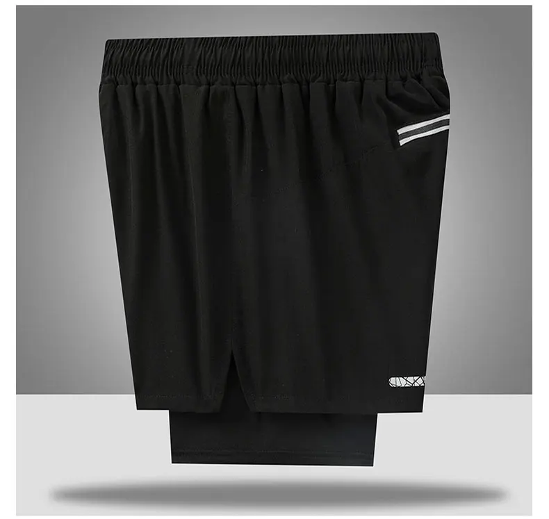 2 in 1 Men's Outdoor Running Shorts Quick-drying Fitness Training Double Layer Sweatpants New Sport Bottoms Bodybuilding Pants