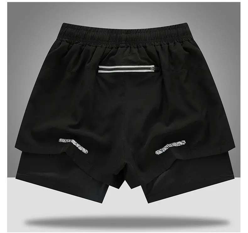 2 in 1 Men's Outdoor Running Shorts Quick-drying Fitness Training Double Layer Sweatpants New Sport Bottoms Bodybuilding Pants