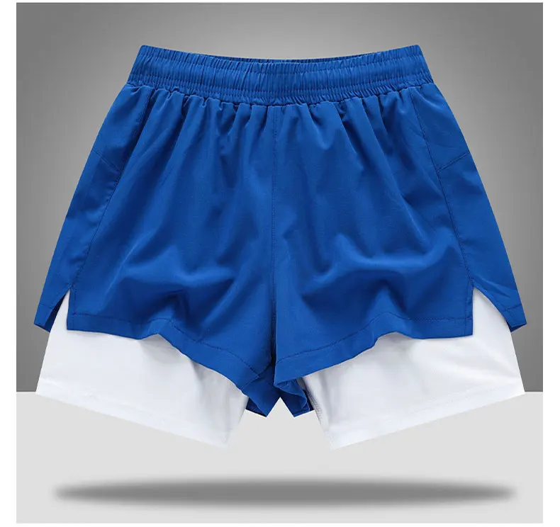2 in 1 Men's Outdoor Running Shorts Quick-drying Fitness Training Double Layer Sweatpants New Sport Bottoms Bodybuilding Pants