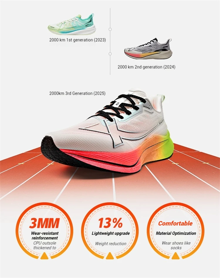 Xtep 2000km 3.0 Running Shoes For Men Spring Sneakers Cushioning Training Jogging Wear-Resistant Lightweight 875119110032