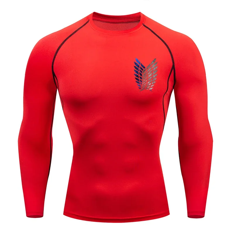 Anime Attack Compression Tshirt Men Fitness Tight Long Sleeve Sport T Shirt Training Jogging Shirts Gym Sportswear Quick Dry