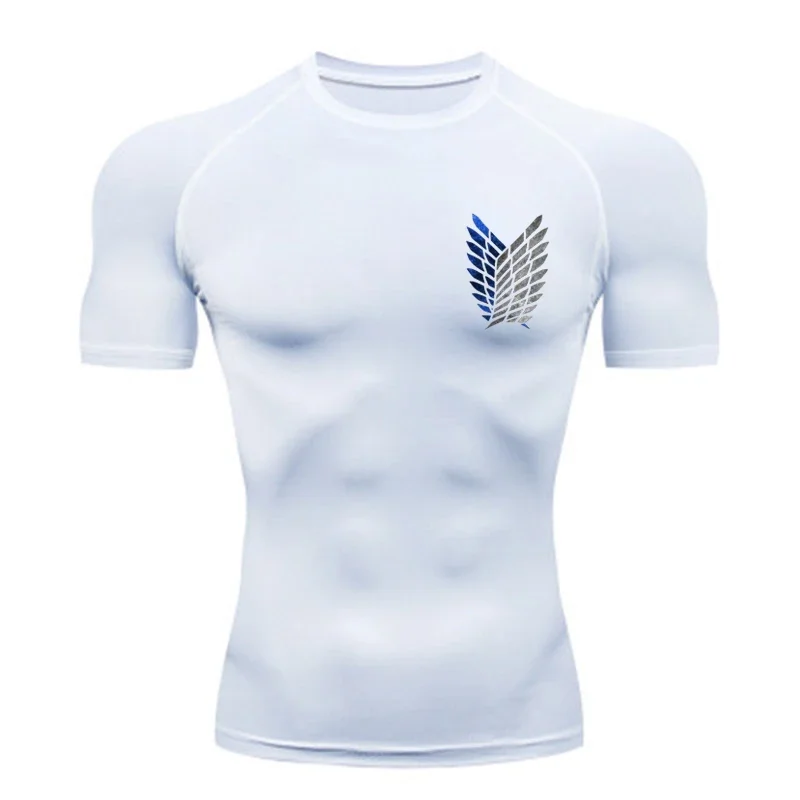 Anime Attack Compression Tshirt Men Fitness Tight Long Sleeve Sport T Shirt Training Jogging Shirts Gym Sportswear Quick Dry