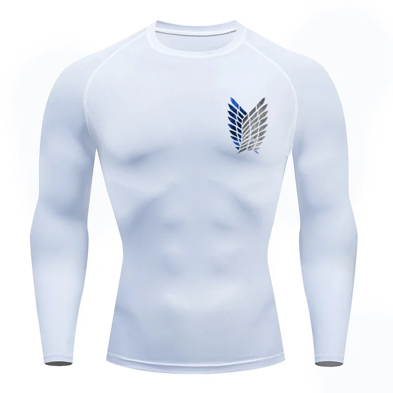 Anime Attack Compression Tshirt Men Fitness Tight Long Sleeve Sport T Shirt Training Jogging Shirts Gym Sportswear Quick Dry