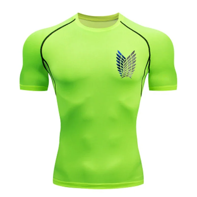 Anime Attack Compression Tshirt Men Fitness Tight Long Sleeve Sport T Shirt Training Jogging Shirts Gym Sportswear Quick Dry